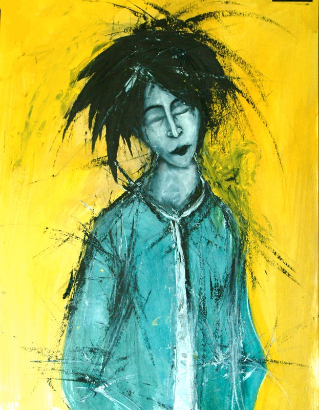 Boy 2, Oil on paper 50x70 cm, Disch Rémy