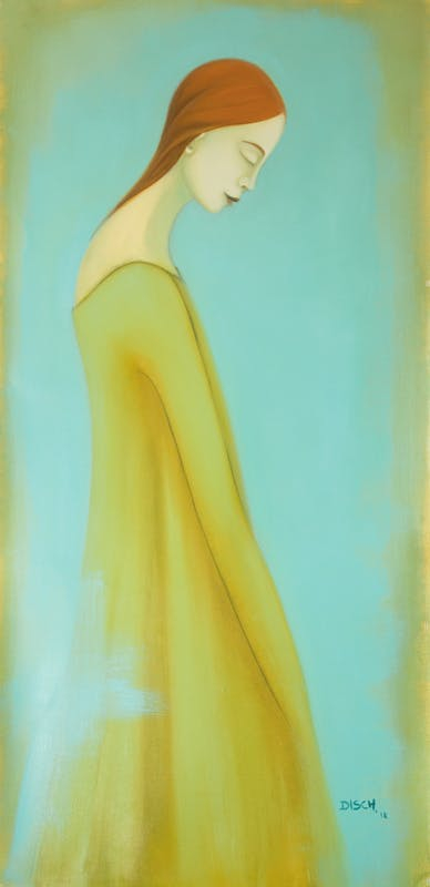 Une robe trop grande, Oil on paper mounted on canvas 128x62 cm, Disch Rémy